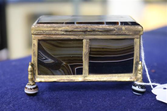 Two 19th century gilt metal framed agate caskets height 5cm